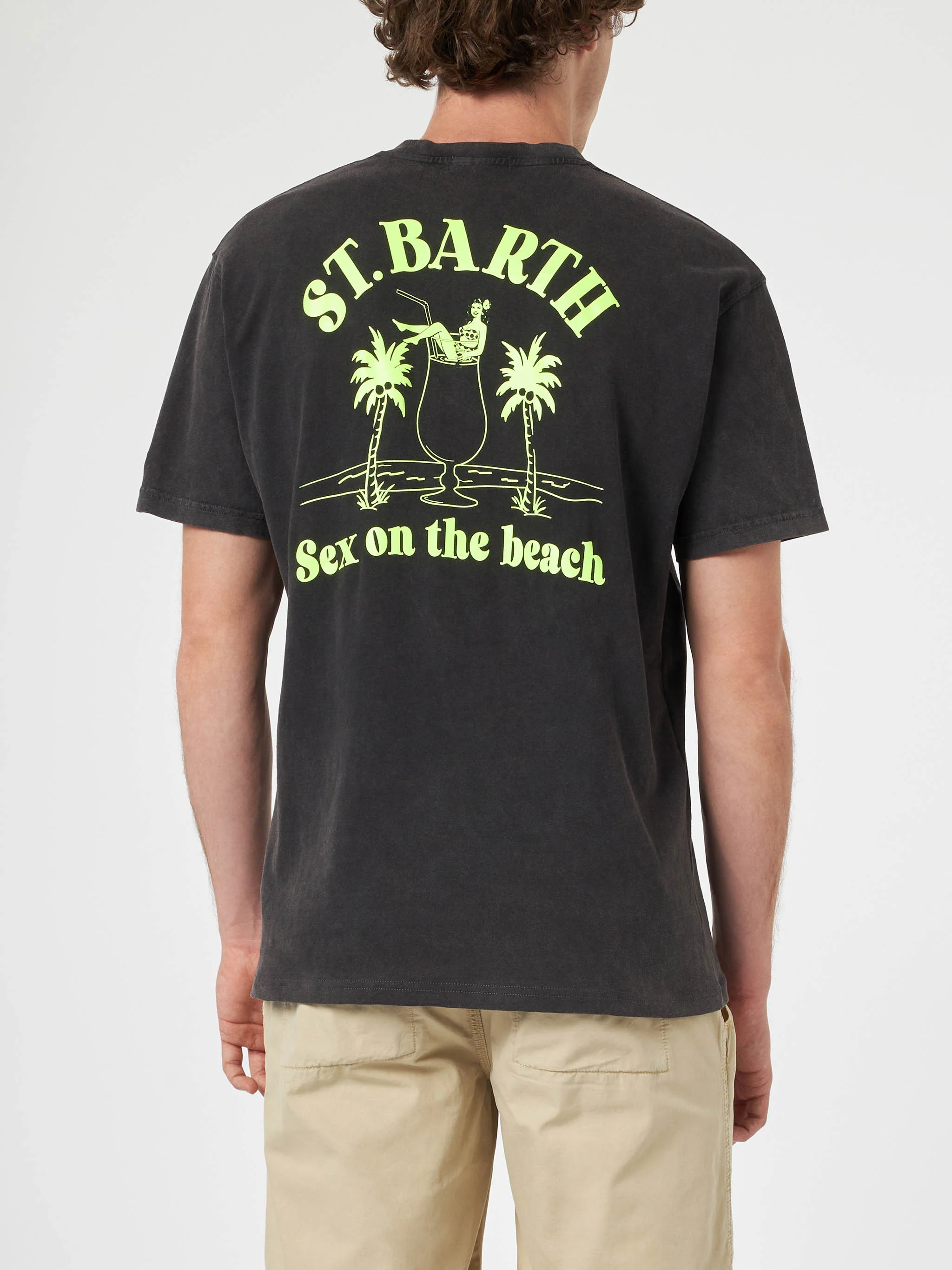 T-shirt da uomo vintage in cotone Jack con stampa St. Barth Sex on the
