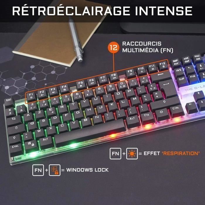 Kit Gamer 4 em 1 - The G-Lab - Combo YTTRIUM - Mouse com fio - Teclado com fio - Mousepad