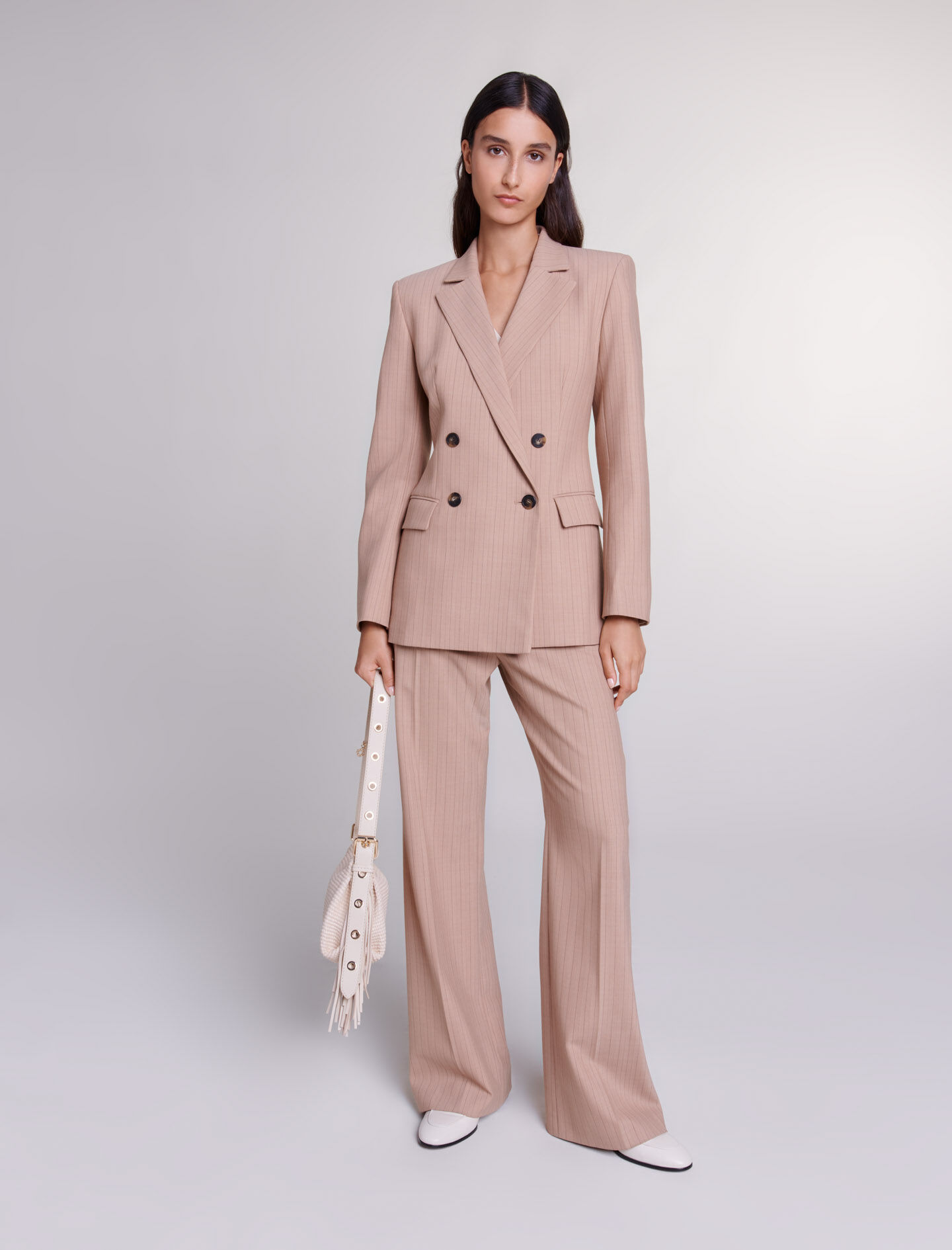 Gestreept colbert - Beige
