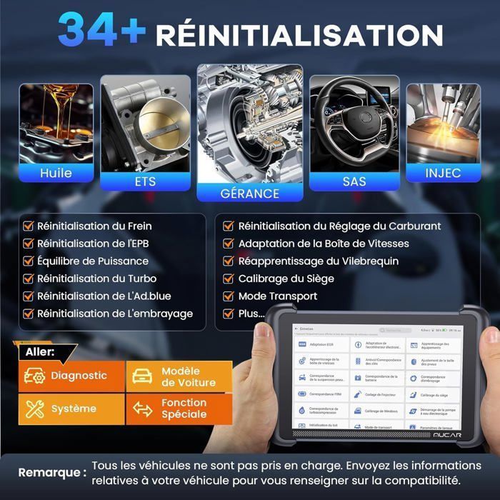 Strumento di diagnostica per auto - BAZARLAND30 - 892BT - OBD2 bidirezionale - Codifica centralina - Oltre 34 reset