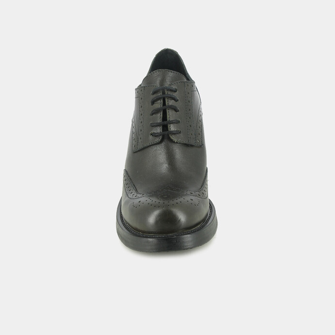 Derbies à talons  en cuir kaki