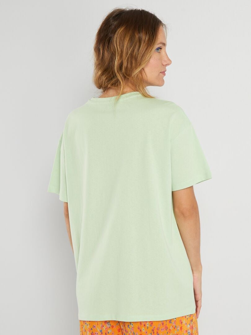 Oversized T-shirt met print - GROEN