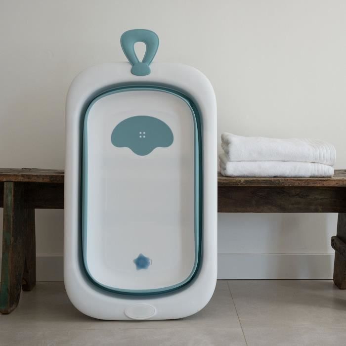 Vaschetta da bagno pieghevole - THERMOBABY - BALNÉA - Compatta - Tappo di scarico - Fino a 18 mesi - Blu