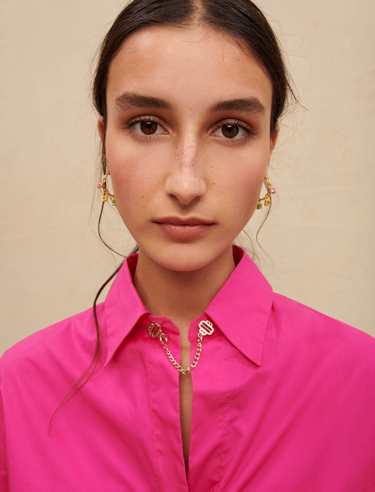 Katoenen crop top - Fuchsia