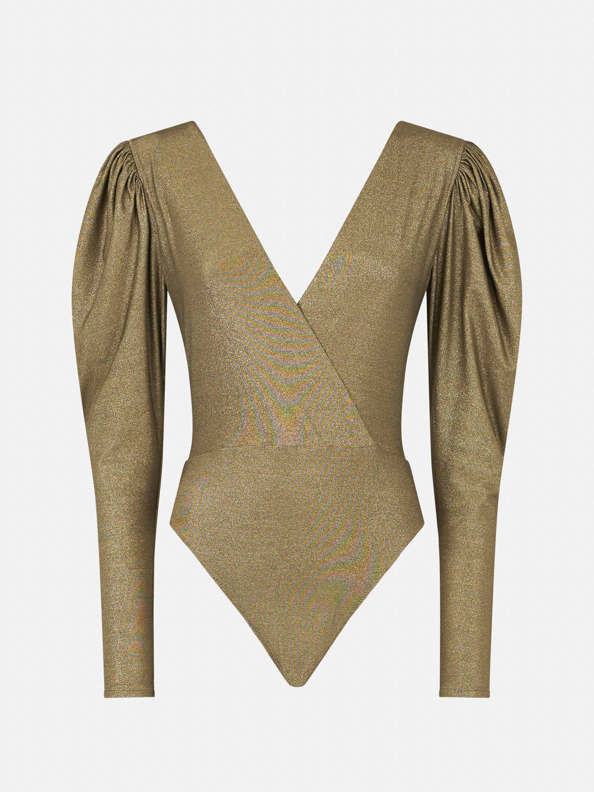 Bodywear / costume intero in maglia glitter oro