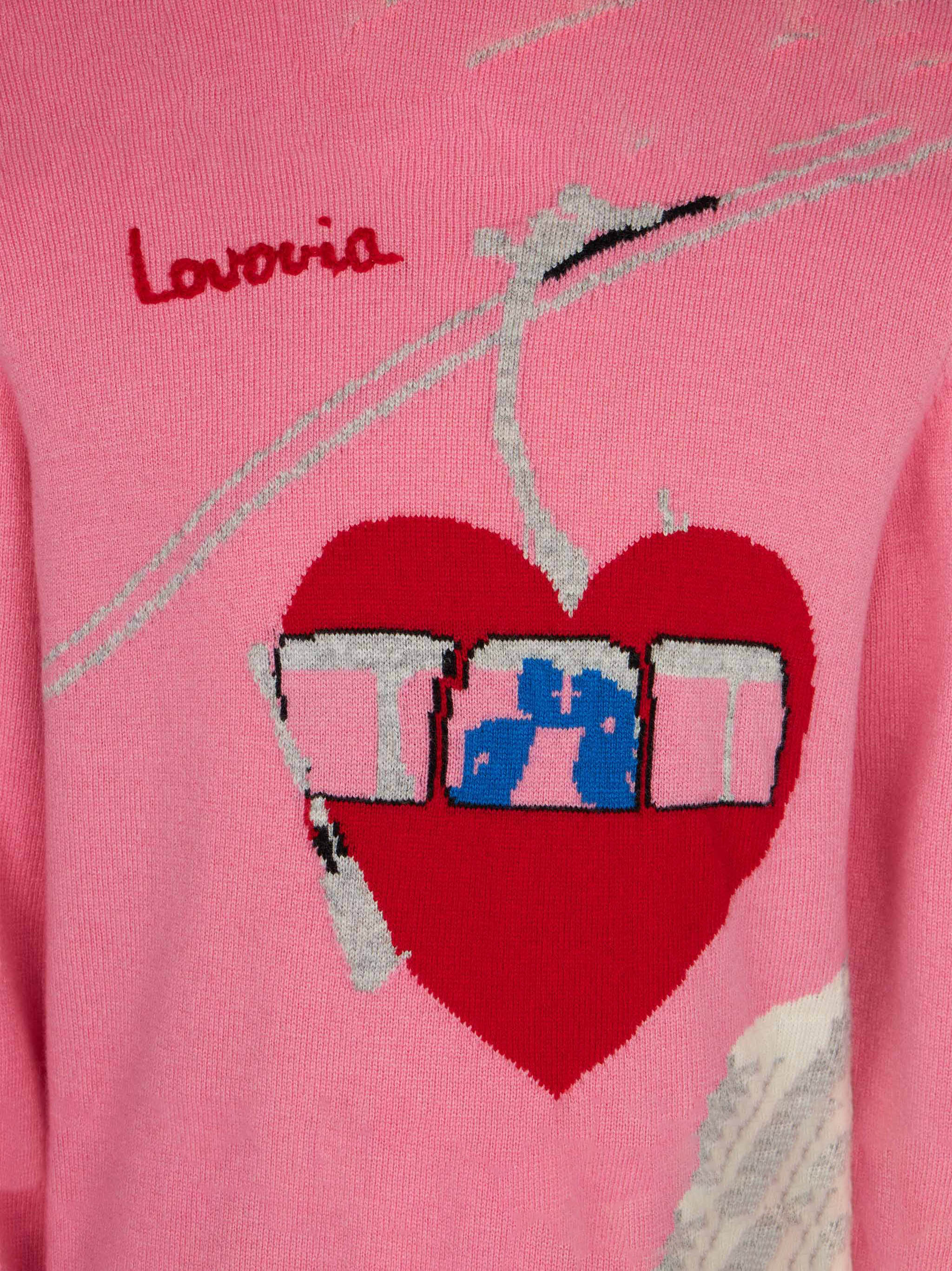 Trui met ronde hals voor meisjes met liefdesprint.