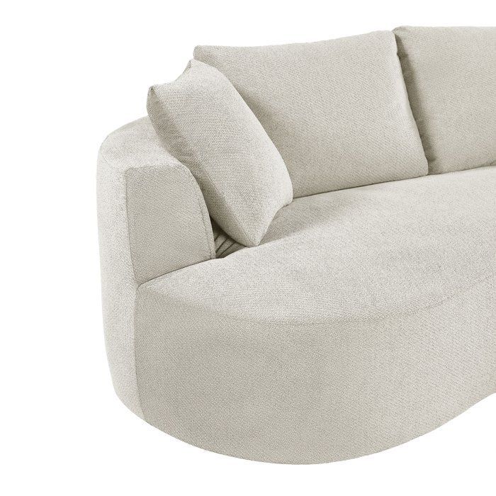 Sofá modular comprimido - 3/4 plazas - ADÈLE - Tela color crema beige - Diseño curvo - 307 x 167 x 90 cm
