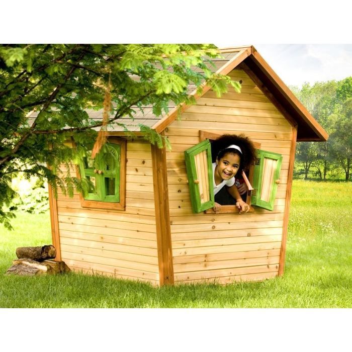 Alice FSC Wooden Playhouse for Children | Outdoor/Garden Playhouse, Brown & Green