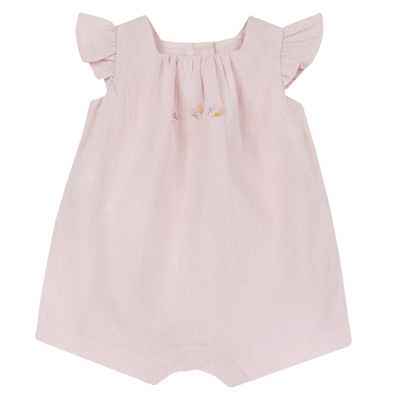 Baby-Latzhose mit rosa Stickerei