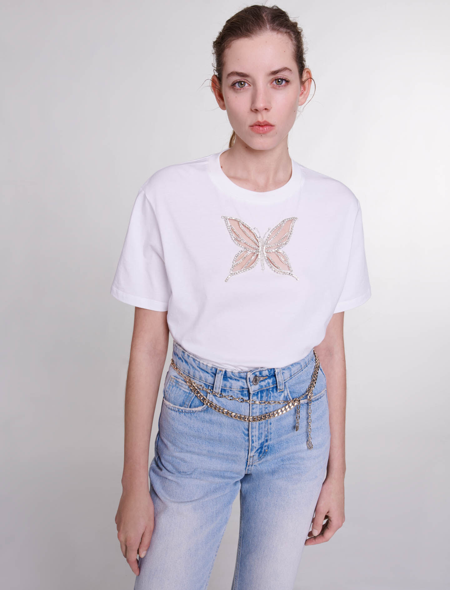 Tricou cu sclipici - Alb