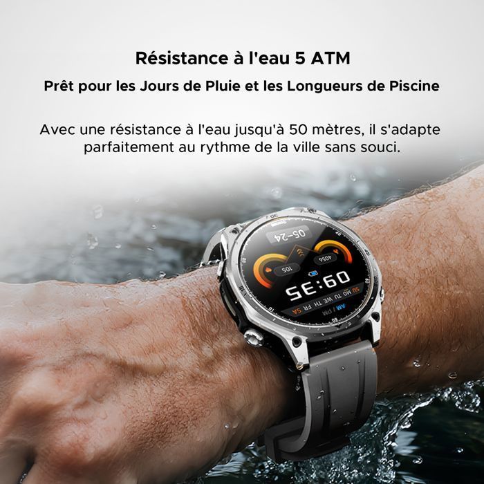 Smartwatch DOOGEE Anywise W1 – Impermeabile fino a 5 ATM, GPS a doppia frequenza, oltre 170 modalità sportive, schermo AMOLED da 1,43'' - Argento
