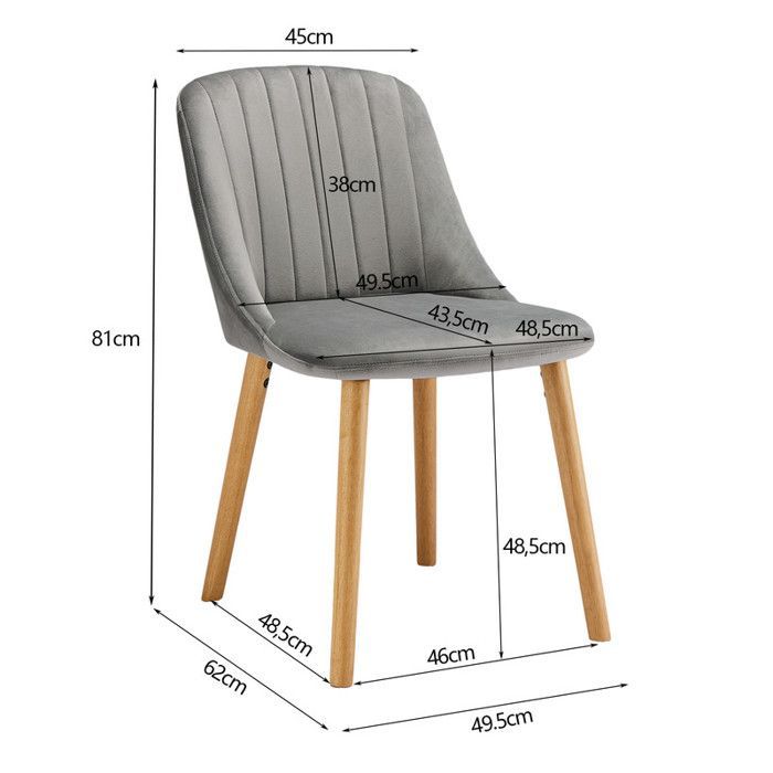 Sedie moderne Goeurvant con cuscino spesso, schienale ergonomico e gambe in legno, stile e comfort in un unico set - Grigio chiaro