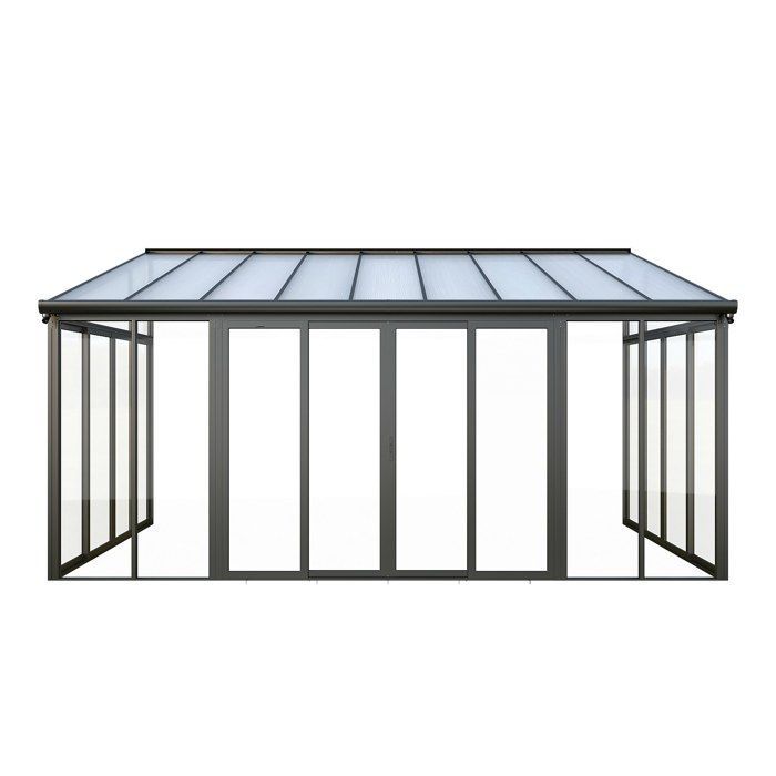 Terraza de aluminio y policarbonato con protección UV - 16 m² - antracita - MATHILDA