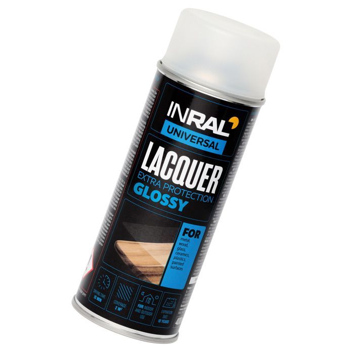 INRAL Lacquer Glossy Clear Acrylic Varnish – Fast Drying, Heat & Scratch Protection – 400 ml