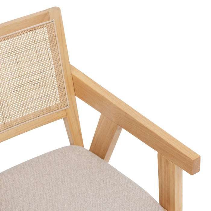 Atmosphera - KOLIA Houten en rieten eetkamerstoel - Beige