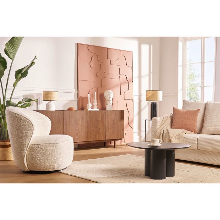 Miliboo - Buffet vintage finition bois foncé noyer 4 portes L180 cm SANAA