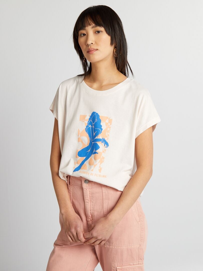 Camiseta de algodón estampada - ROSA