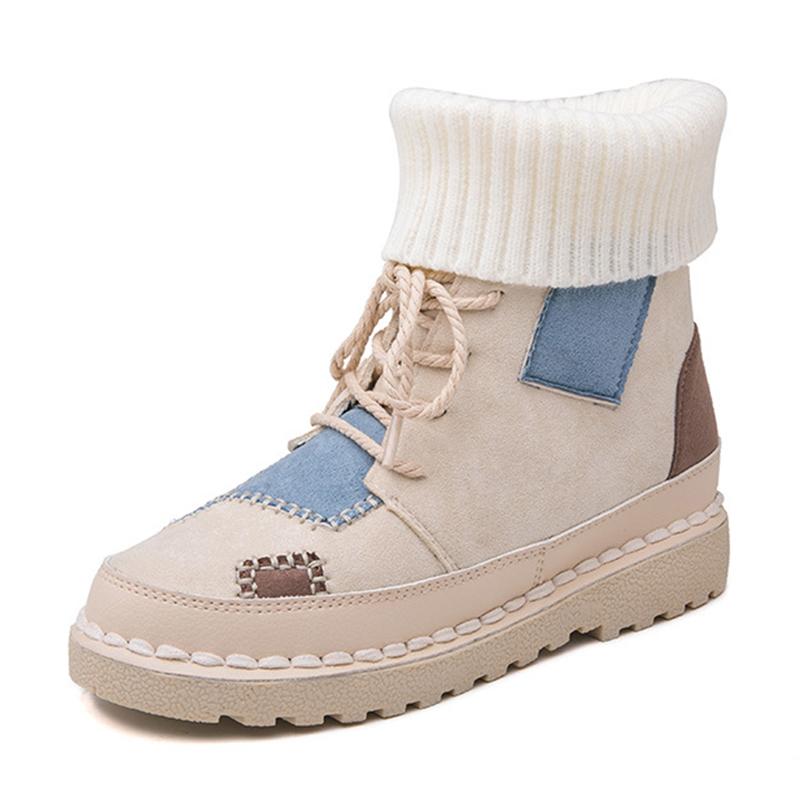 Nuovi stivali da neve alla moda da donna, stivali invernali in cotone da donna, scarpe invernali calde in pelliccia da donna, stivali invernali con lacci da donna, Bota Feminina