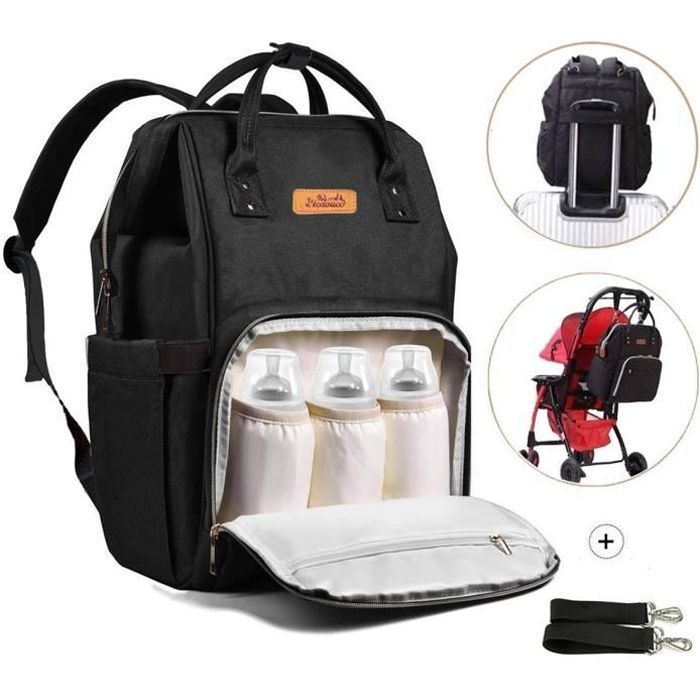 Mochila para pañales de bebé - JASENX - Uso diario - Negra - Unisex - Al hombro - 0 meses - Recién nacido