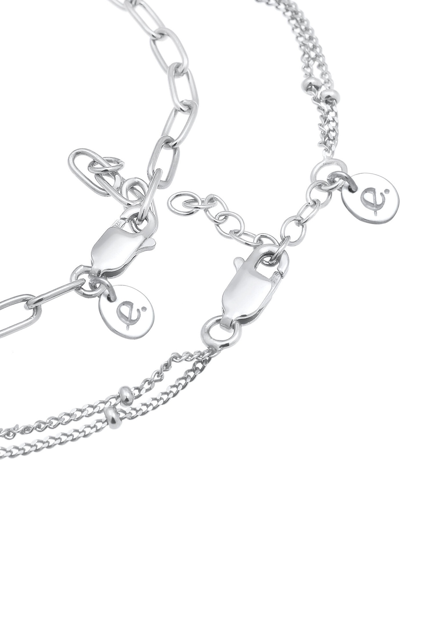 Elli PREMIUM Couche Chaîne à Boules Élégant Basic Minimal Bracelets Femme - (925/1000) Argent