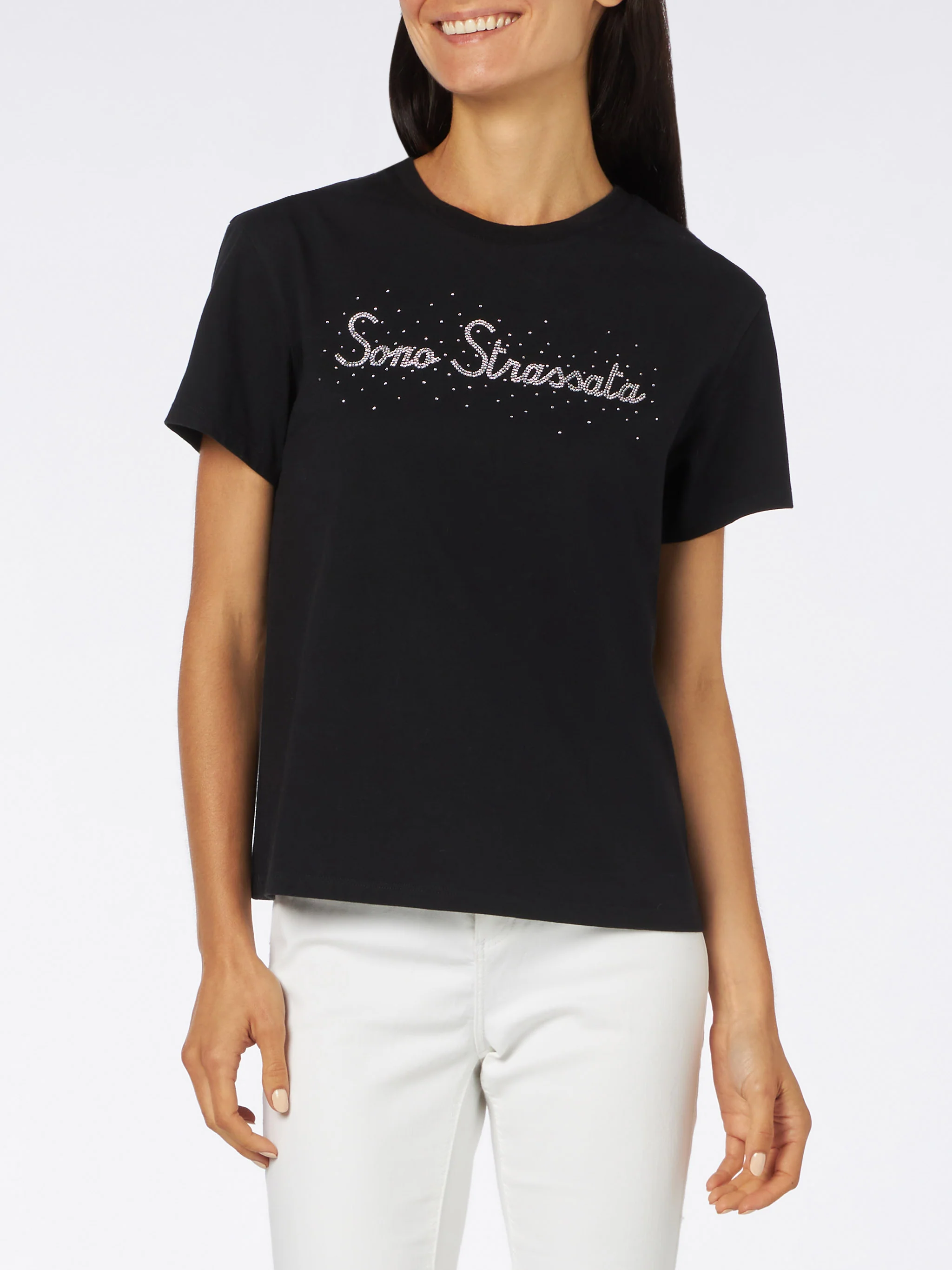Γυναικείο T-Shirt από Βαμβάκι με Στάμπα με Στρας Sono Strassata