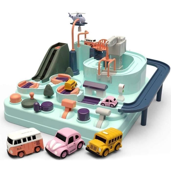 Pista de coches de juguete - Multicolor - Rampa de carreras - Kit educativo - 6 botones - 9 niveles