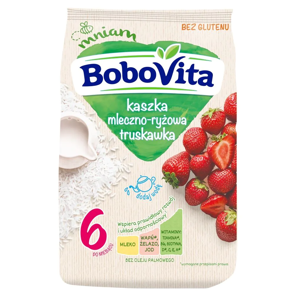 Bobovita Kaszka mleczno-ryżowa Truskawka po 6 m-cu