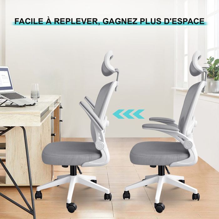 Office chair - Ergonomic comfort - Adjustable headrest - Breathable mesh backrest - Adjustable armrests