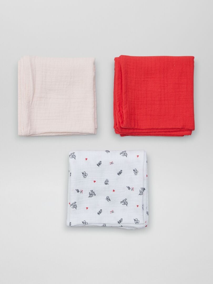 Set van 3 katoenen gaasdekens - WIT