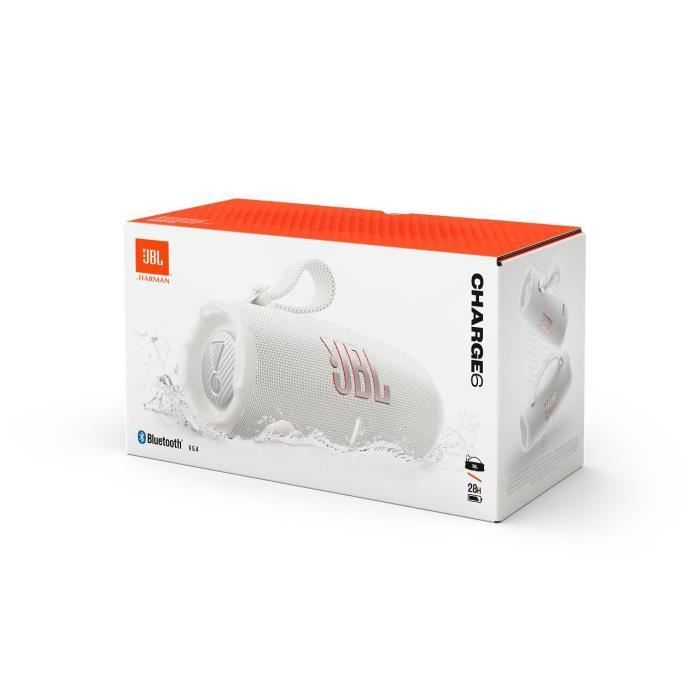 Altavoz Bluetooth portátil JBL Charge 6 - Blanco - Resistente al agua y a las caídas
