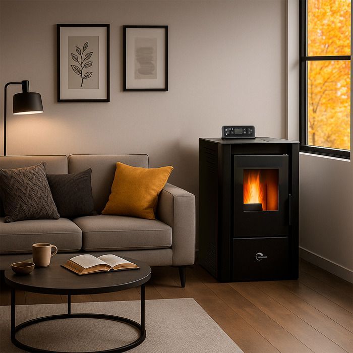 Estufa de pellets sellada negra Sannover Anita de 9,4 kW