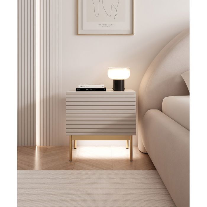 Mesita de noche con LED - LINEARIS - 46 cm - gris cachemir