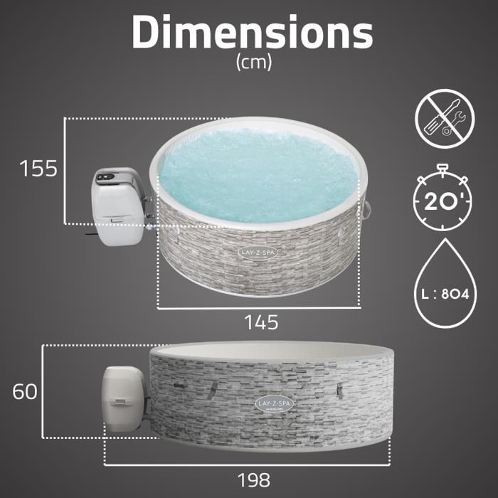 BESTWAY Bestway Lay-Z-Spa Vancouver AirJet Plus Bañera de hidromasaje inflable redonda con WiFi para 3-5 personas