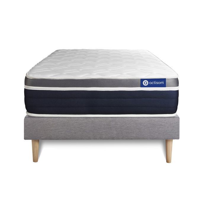 Conjunto de colchón y base de cama de 90x200 cm - Base de cama gris (requiere montaje) - Actimemo Comfort