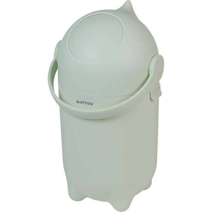 Cestino per pannolini Nattou Dropy, resistente agli odori, facile da aprire, verde.