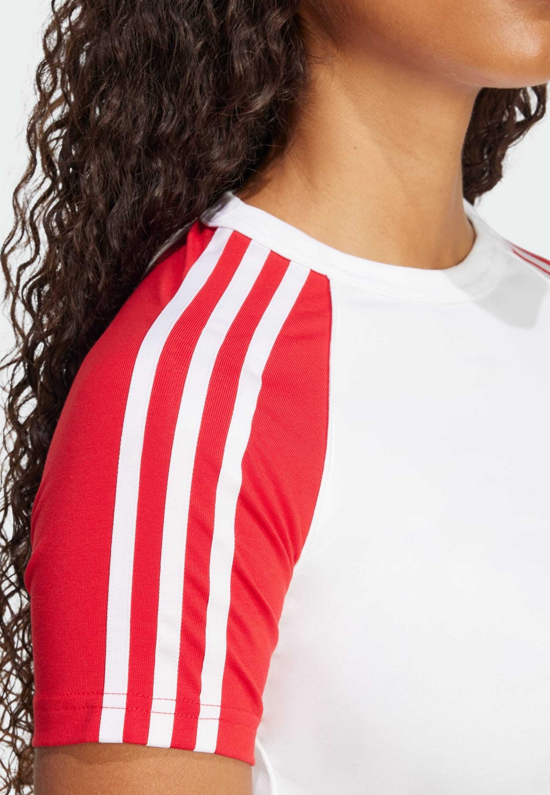 adidas Originals 3S SLIM - Basic T-shirt - white better scarlet