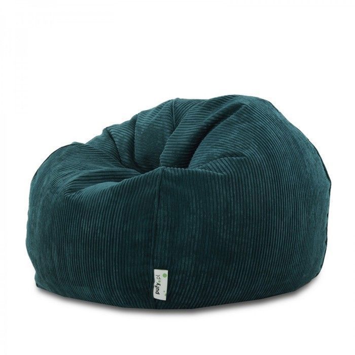 Silla tipo puf de pana verde oscuro