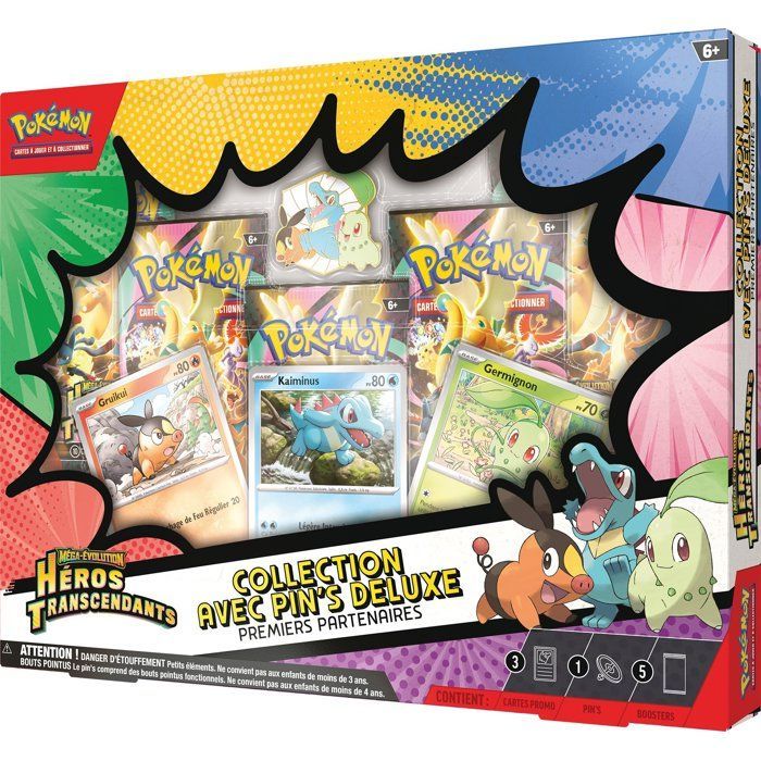 Pokémon: Caja de colección con pin de lujo - Primeros compañeros de la megaevolución - Héroes trascendentales