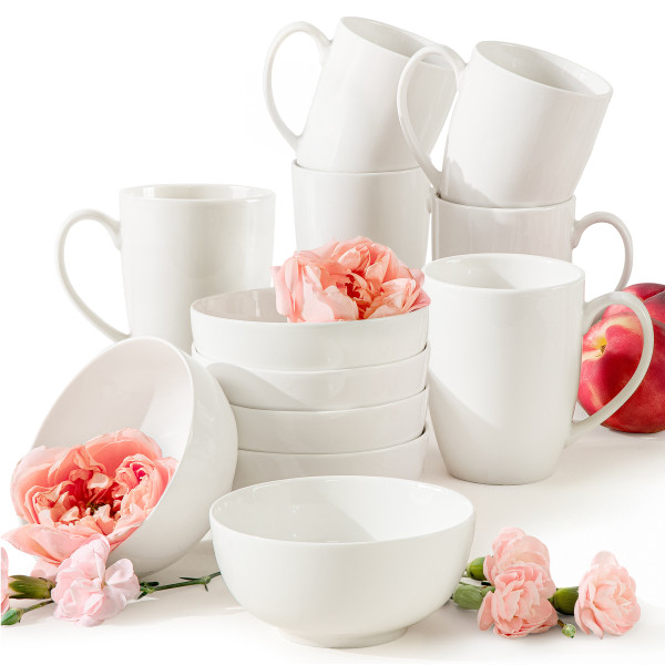 KONSIMO AD BELLA Ecru zestaw śniadaniowy 6 os. (12 el.) porcelana
