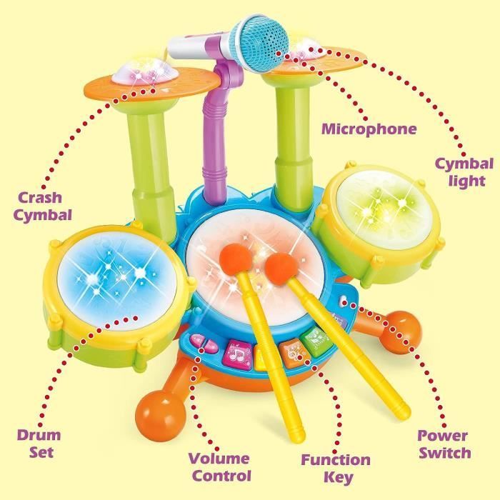 Baby Drum, Percussion Set for Beginners, Sound and Light Effects Making this Children's Drum Kit Instrument