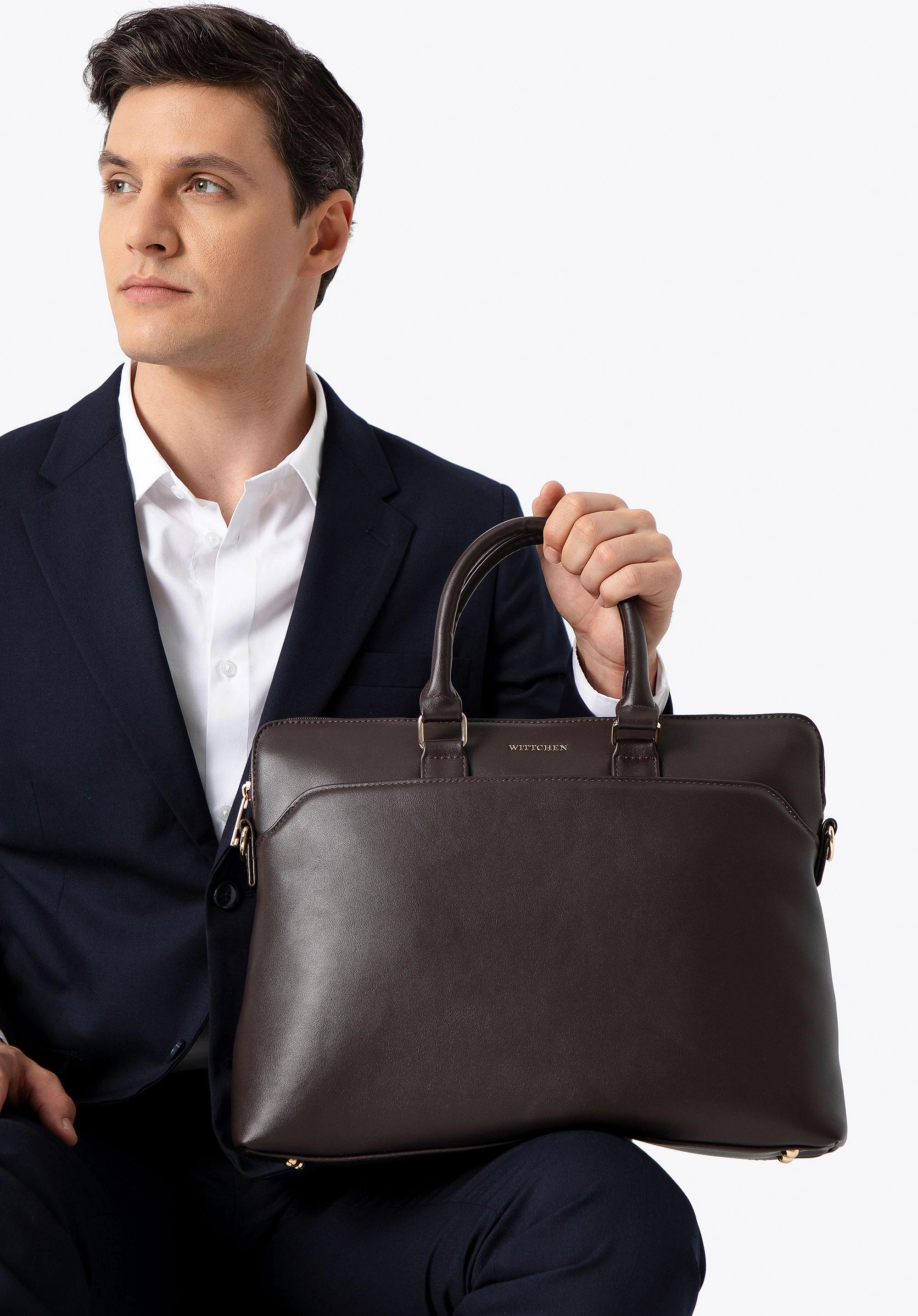 Torba na laptopa 16” z imitacji skóry ciemny brąz