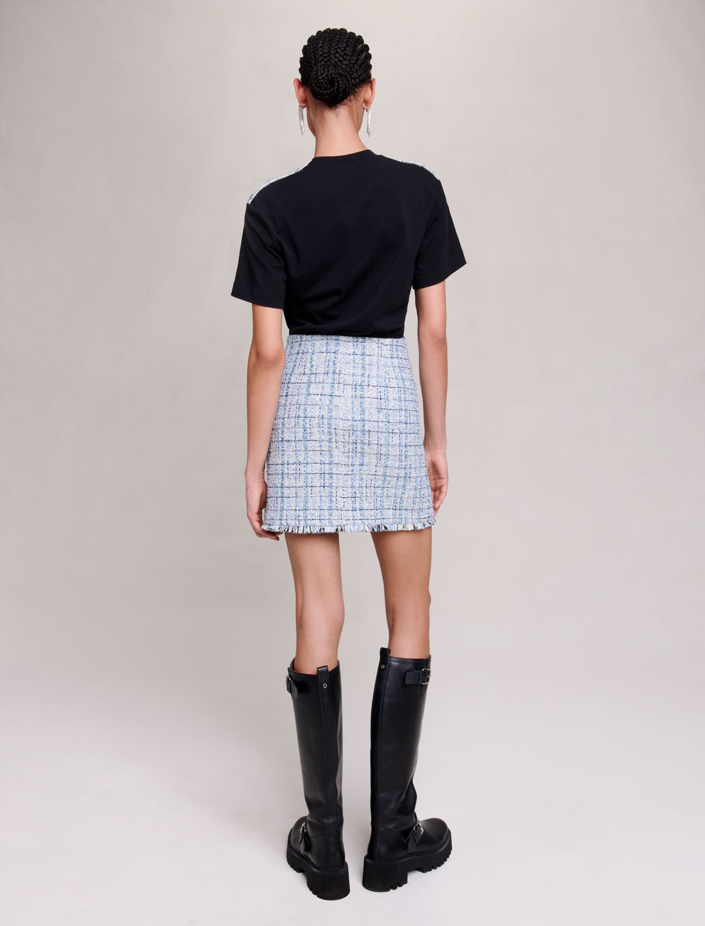 Rochie din tweed albastru deschis
