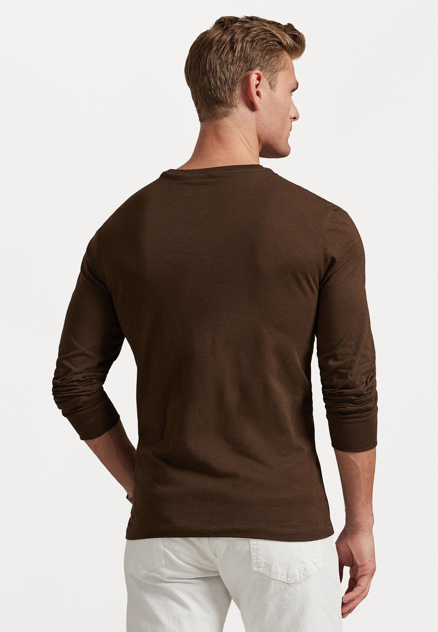 Polo Ralph Lauren T-shirt en jersey coupe slim personnalisé - Manches longues - marron muscade