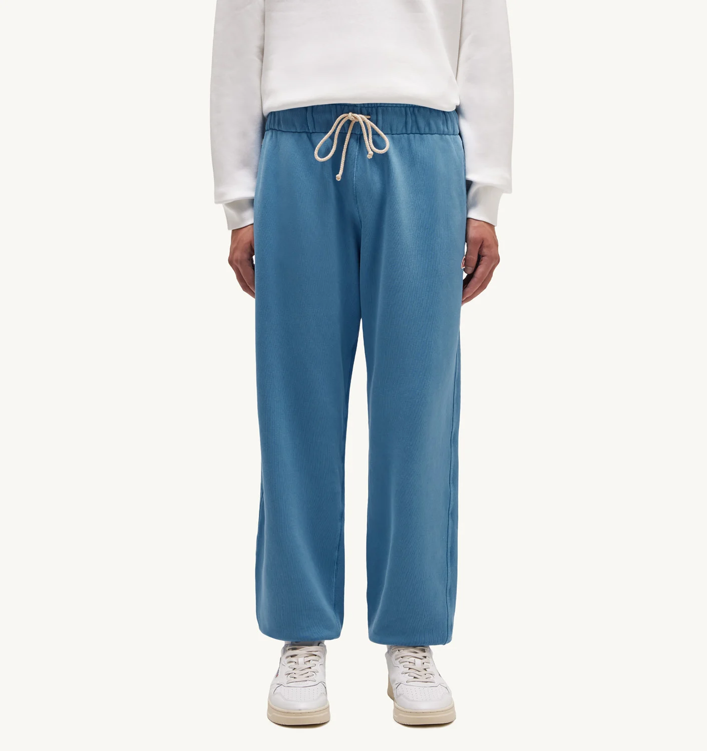 PANTALONI JOGGER ALBAȘTRI DIN JERSEY DE BUMBAC, CROIALĂ RELAXEDĂ