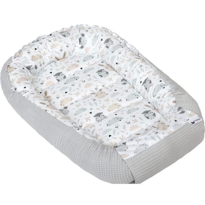 Medi Partners Reducteur de lit Bébé Cocon 100x60x15cm 100% Coton Nid de Bébés (Clairière et Grise)
