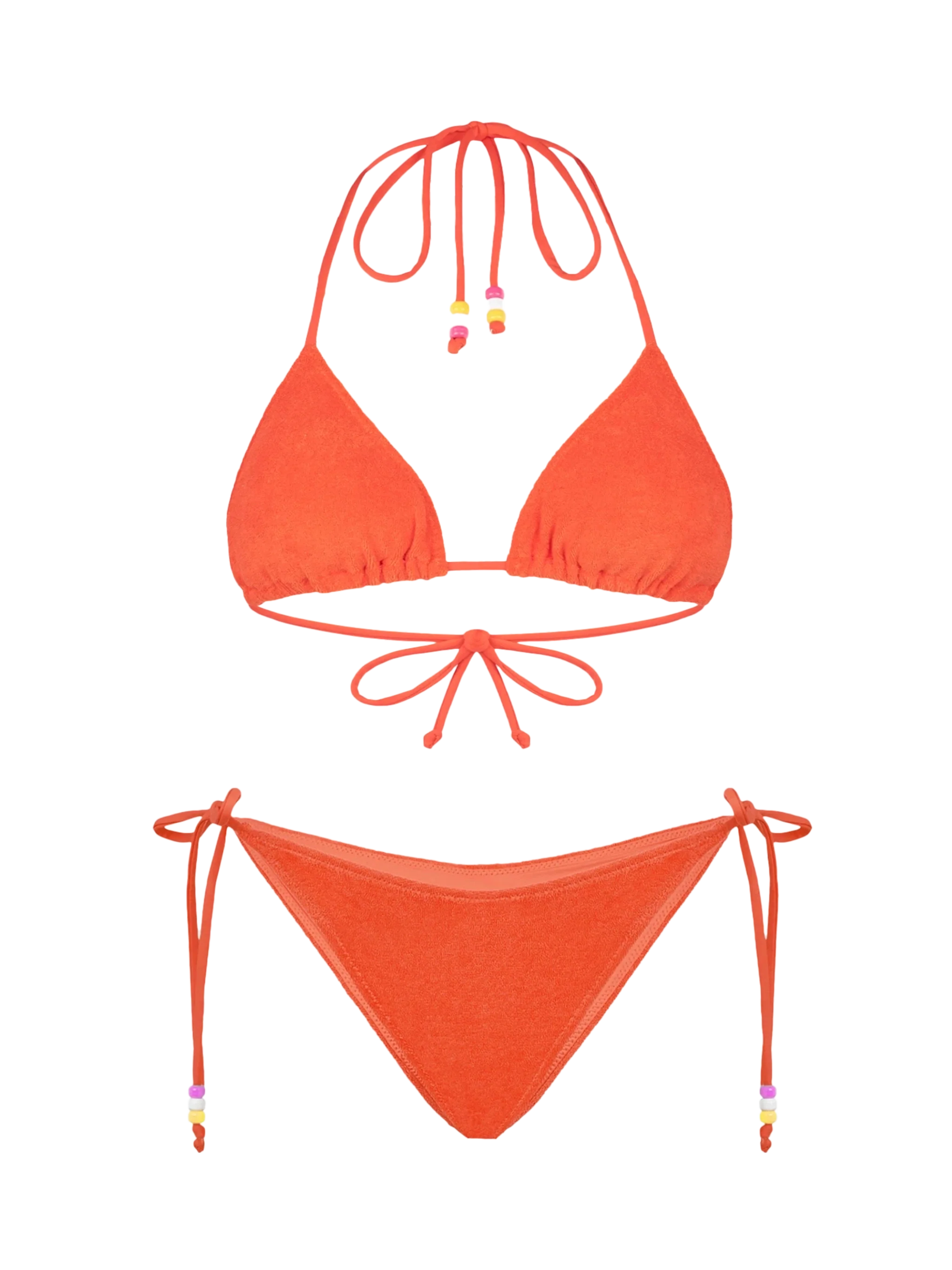 Oranje driehoekige bikini van spons voor dames met bedeltjes