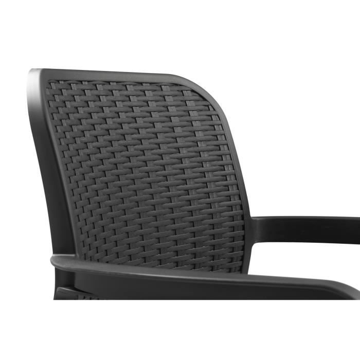 Set of 6 garden chairs - Allibert by KETER - BELLA - Resin - Colour: graphite grey - Stackable