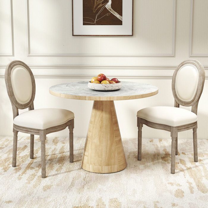 HOMCOM - Juego de sillas de comedor - Madera de caucho - 49x56x96cm - Crema