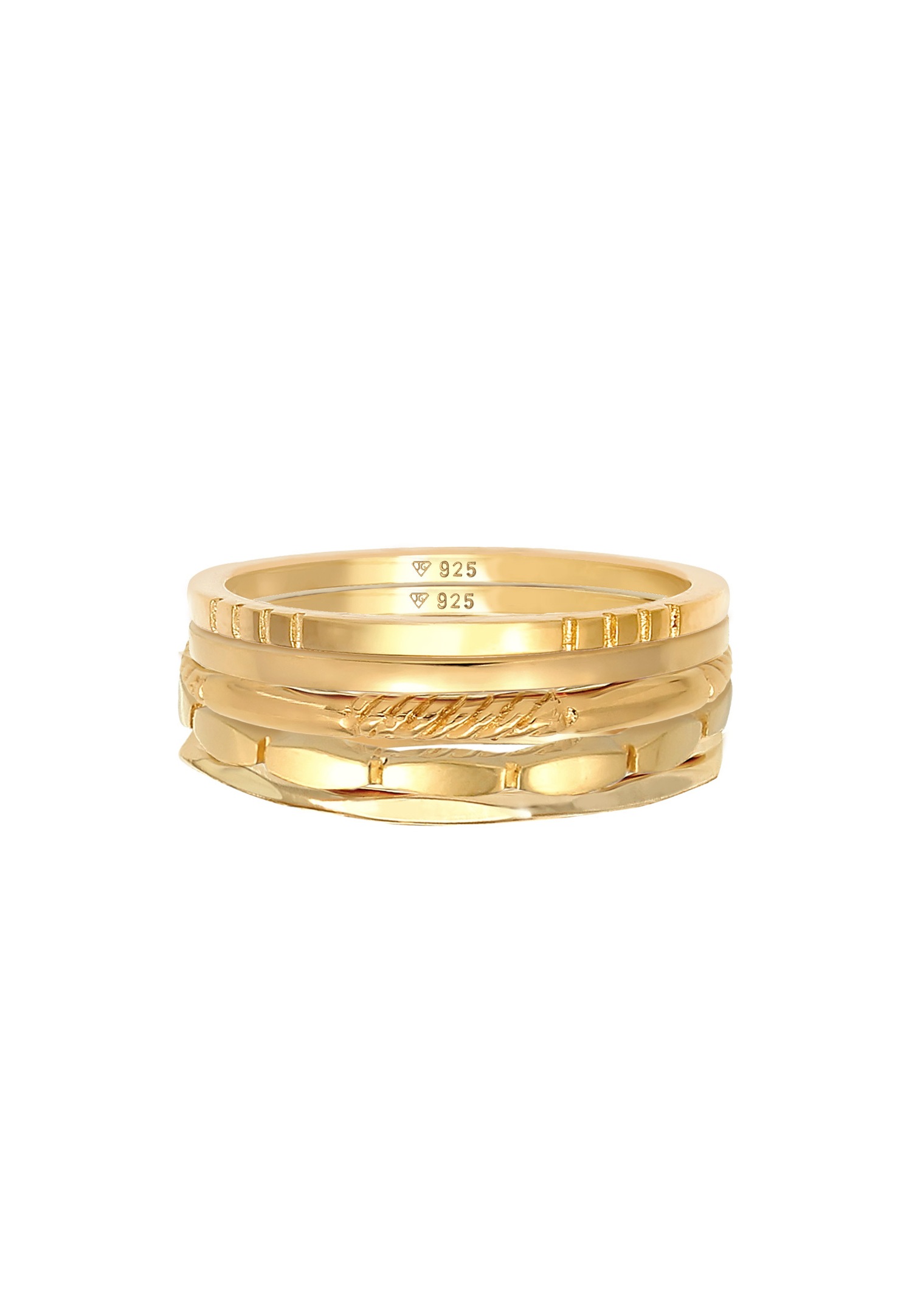 Elli Anneau de dame empilé bande 5er Set en argent sterling 925