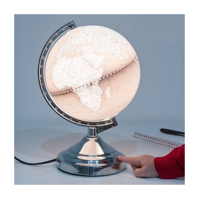 Lámpara con forma de globo terráqueo, mapa del mundo iluminado